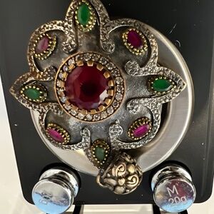 Silver pendant with beautiful ruby and emerald stones